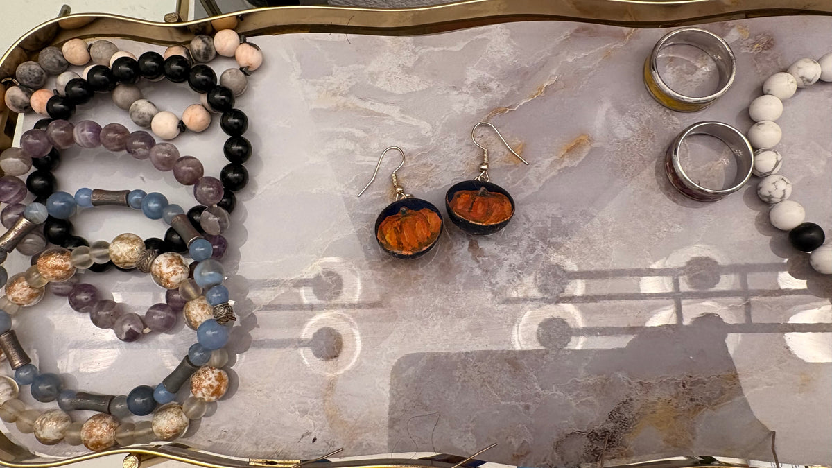 ‘Pumpkin Spice’ Handpainted Earrings