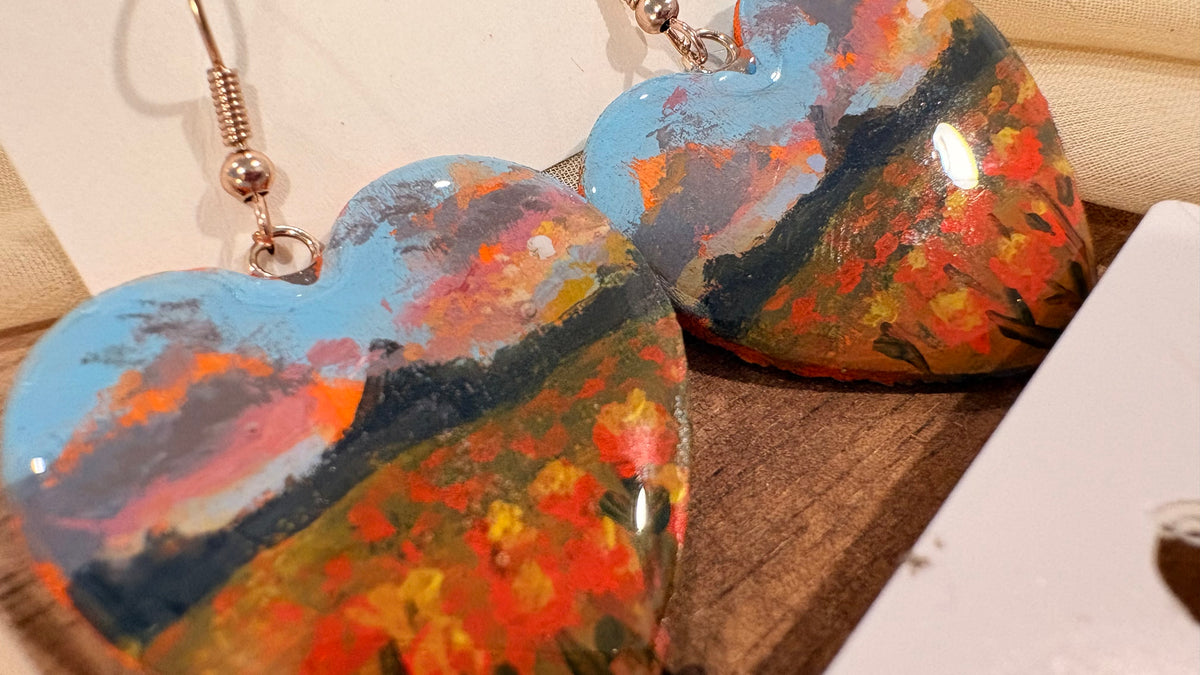 ‘Flower Fields’ Hand Painted Earrings