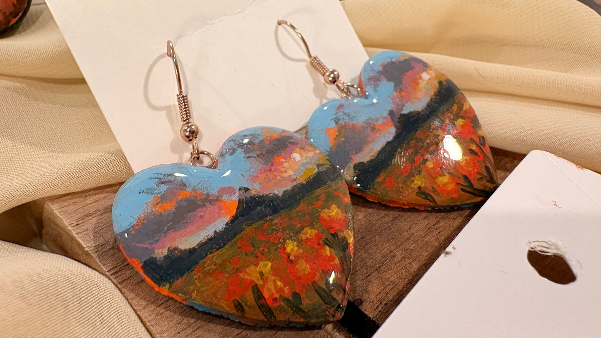 ‘Flower Fields’ Hand Painted Earrings