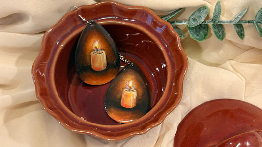 ‘Candlelight’ Hand Painted Earrings