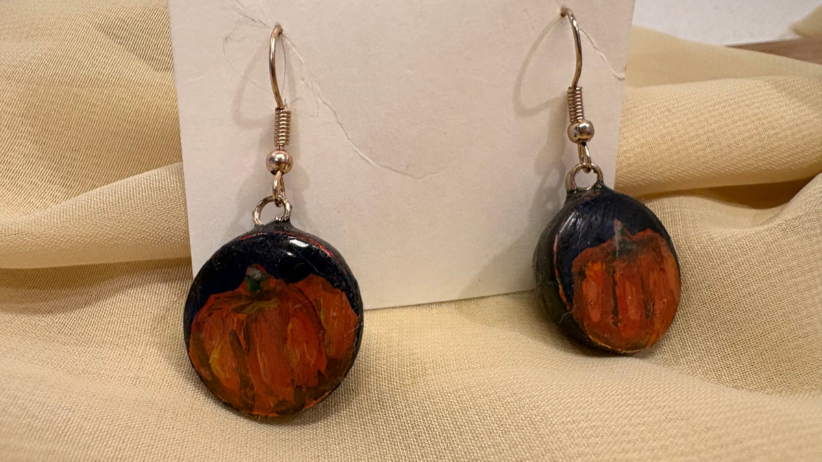 ‘Pumpkin Spice’ Handpainted Earrings
