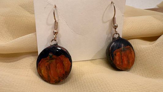 ‘Pumpkin Spice’ Handpainted Earrings