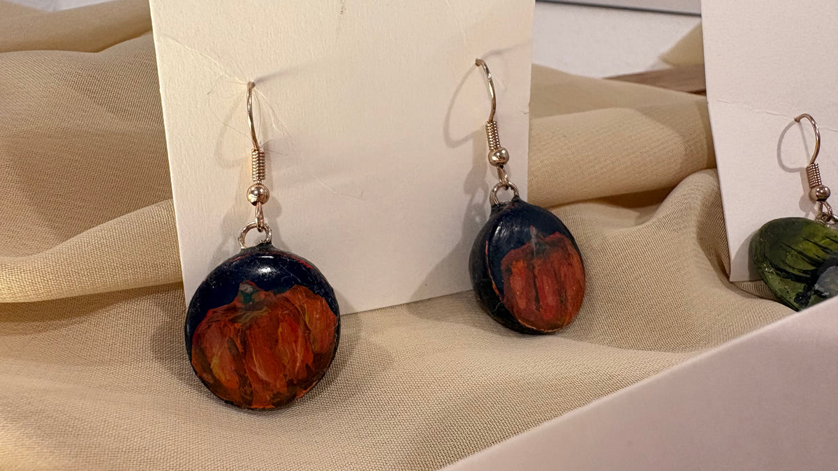 ‘Pumpkin Spice’ Handpainted Earrings