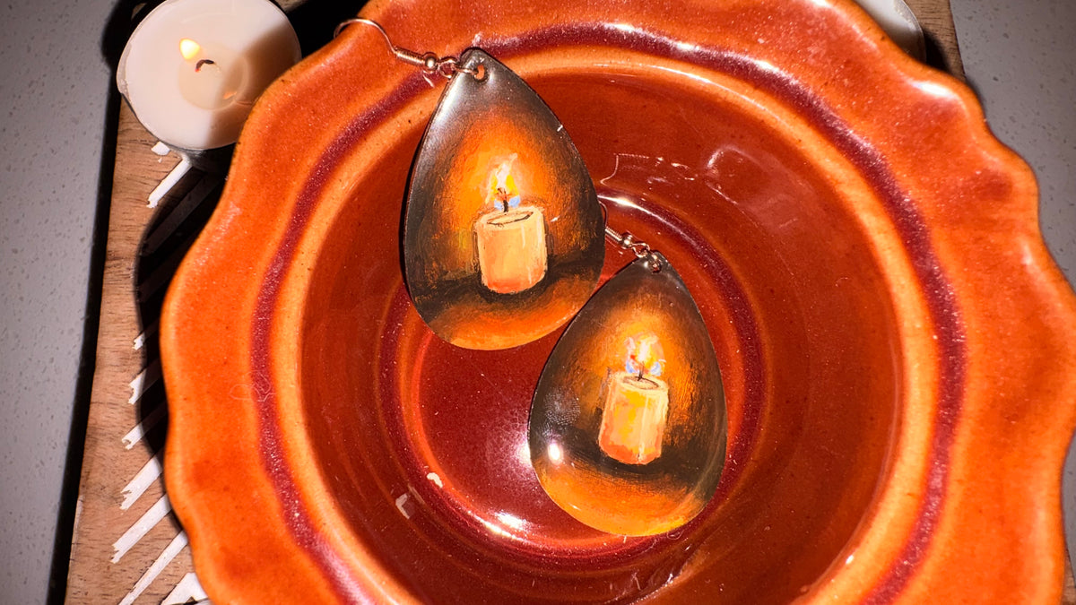 ‘Candlelight’ Hand Painted Earrings