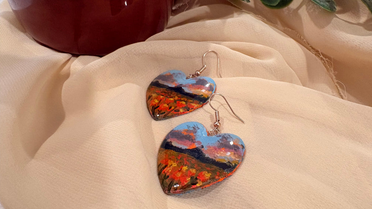 ‘Flower Fields’ Hand Painted Earrings