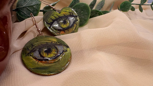 ‘Keep Your Eyes Open” Hand Painted Earrings