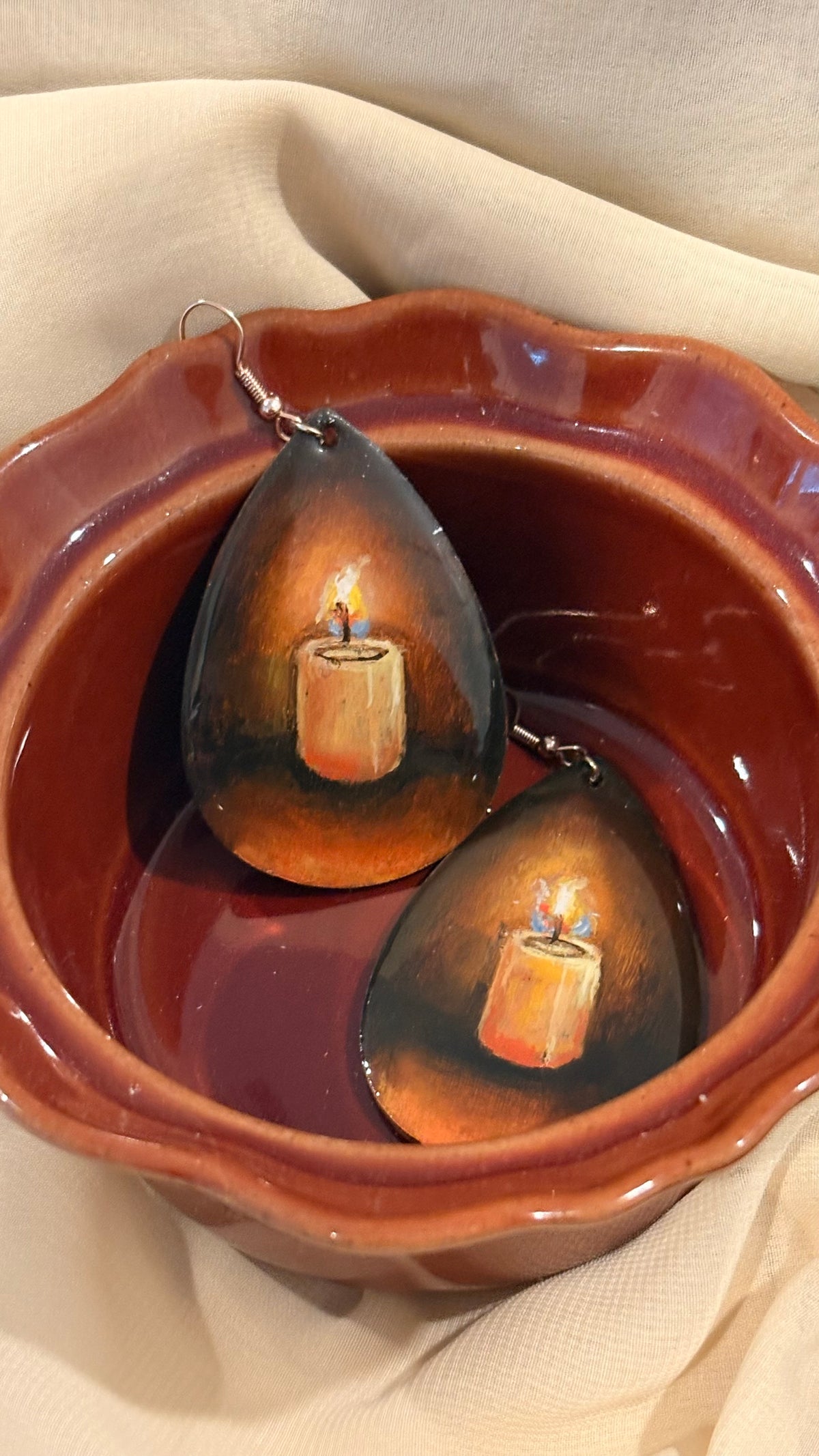 ‘Candlelight’ Hand Painted Earrings